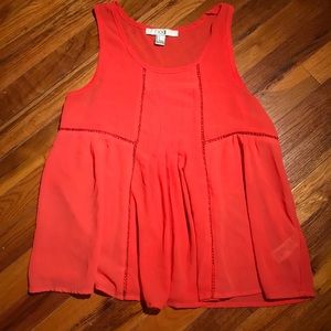 Orange Pleated Detail Blouse